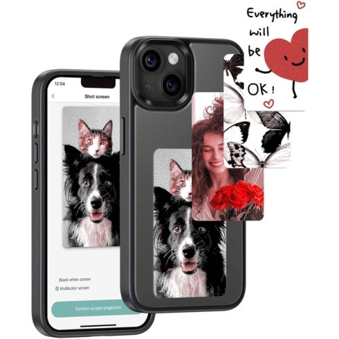 E-Ink okos telefontok, programozható NFC kijelzővel iPhone 14 Pro, fekete