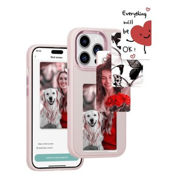   E-Ink okos telefontok, programozható NFC kijelzővel iPhone 14 Pro, rózsaszín