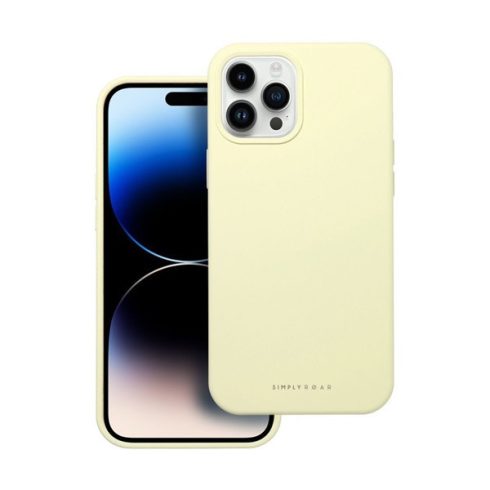 Roar Apple iPhone 12 Pro Max prémium szilikon tok velúr béléssel, világossárga