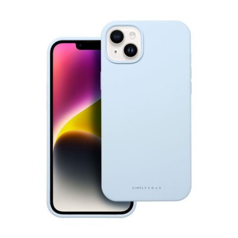 Roar Apple iPhone 14 Plus prémium szilikon tok velúr béléssel, világoskék