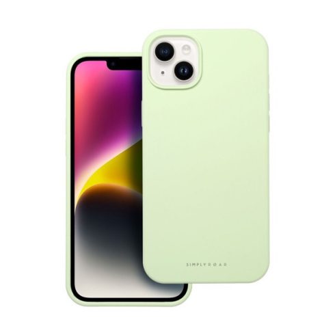 Roar Apple iPhone 14 Plus prémium szilikon tok velúr béléssel, világoszöld