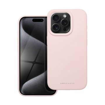   Roar Apple iPhone 15 Pro prémium szilikon tok velúr béléssel, világos rózsaszín