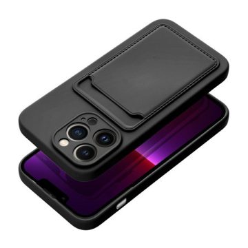 Apple iPhone 16 Plus kártyatartós szilikon tok, fekete