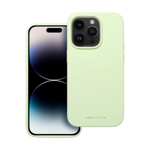 Roar Apple iPhone 16 Pro prémium szilikon tok velúr béléssel, világoszöld