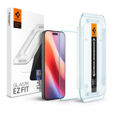   Spigen Glas.tR EZ Fit Apple iPhone 16 Pro tempered kijelzővédő fólia felhelyező kerettel (2db) AGL07928