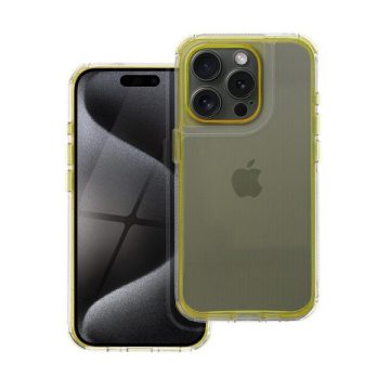   Matrix Apple iPhone 15 Pro Max hátlap tok kameravédő peremmel, sárga