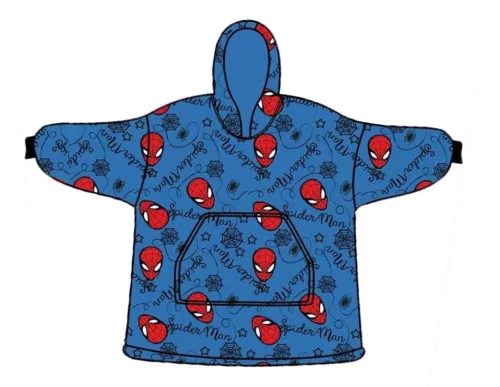 Spiderman plava mekana plišana flisasta dekica, pončo 7-14 godina