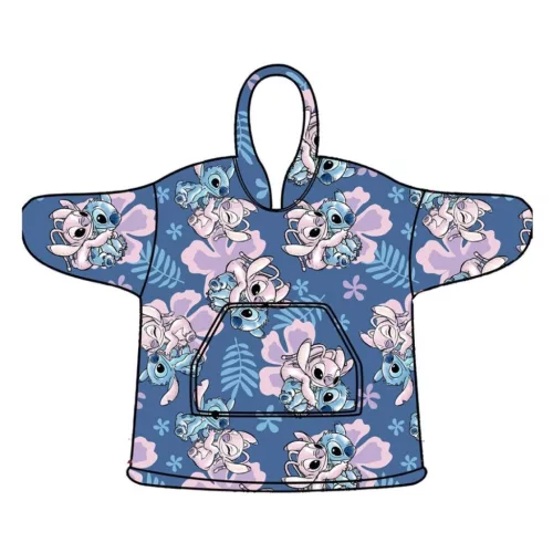 Disney Lilo & Stitch, der Sternenhund Hibiskus Kuscheldecke aus Fleece, Poncho, 3-6 Jahre
