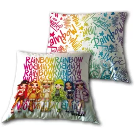   Kissen „Regenbogenfarbener Funkel“, Dekokissen 40x40 cm, Velours