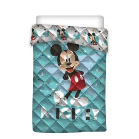   Disney Mickey-Motiv, blaue Steppdecke, Bettbezug 140 x 200 cm