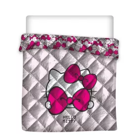   Hello Kitty Tagesdecke mit rosa Schleife, gesteppt, Bettbezug 240 x 220 cm