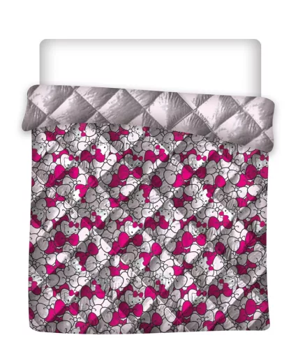 Hello Kitty Tagesdecke mit rosa Schleife, gesteppt, Bettbezug 240 x 220 cm