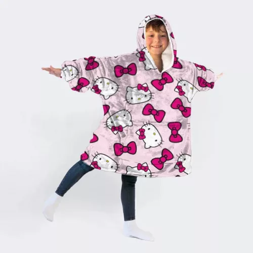 Hello Kitty Bow belebújós plüss polár takaró, poncsó 7-14 év