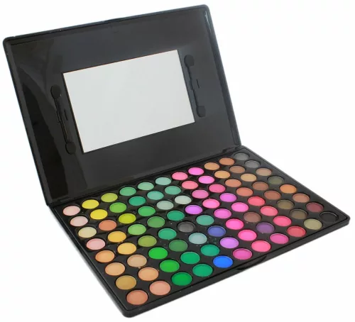 88 darabos, kiváló minőségű sminkfesték készlet, matt és fényes felülettel, elegáns, tükörrel ellátott dobozban, fekete színben