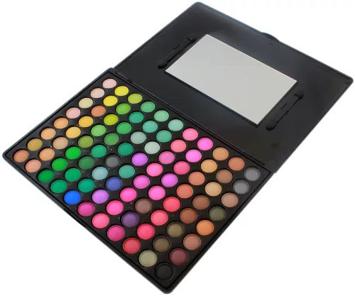 88 darabos, kiváló minőségű sminkfesték készlet, matt és fényes felülettel, elegáns, tükörrel ellátott dobozban, fekete színben
