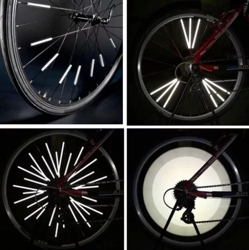 Set 12 ornamente din material reflectorizant pentru spite bicicleta, culoare gri - argintiu