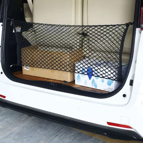 Rugalmas poggyászháló zsebbel és rögzítőkonzolokkal, méret 100 x 40 cm