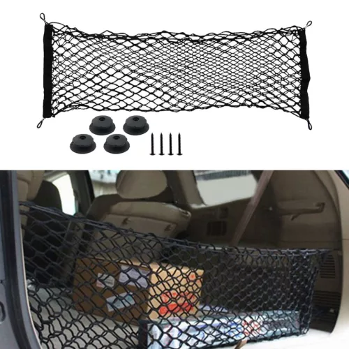 Rugalmas poggyászháló zsebbel és rögzítőkonzolokkal, méret 100 x 40 cm