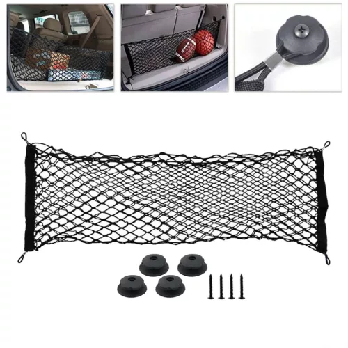 Rugalmas poggyászháló zsebbel és rögzítőkonzolokkal, méret 100 x 40 cm