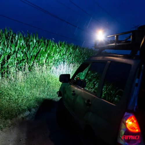 LED projektor pre terénne vozidlá, štvorkolky, SSV, s funkciou signalizácie, teplota farieb 6500K, 3360 lm, napätie 9 - 36V, rozmery 110 x 110 mm