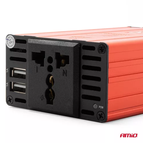 Feszültségváltó 24V -> 230V, 300W/600W, 2 x USB 5V