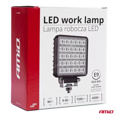 LED projektor pre terénne vozidlá, štvorkolky, SSV, výkon 90 W, teplota farby 6500 K, napätie 9-36 V, rozmery 110 x 110 x 45 mm