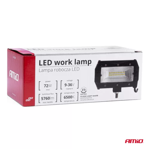 LED projektor pre terénne vozidlá, štvorkolky, SSV, výkon 72 W, teplota farieb 6500 K, napätie 9-36 V, rozmery 135 x 75 x 55 mm
