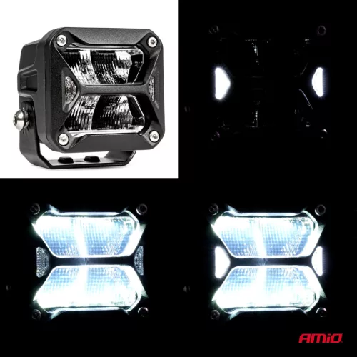 Proiector LED "PRO SERIES" cu doua functii pentru Off-Road, ATV, SSV, putere 18W, 1800lm, culoare 6000K, tensiune 10-30V, dimensiuni 82 x 78 x 76 mm
