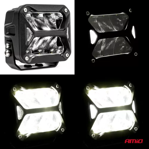 Proiector LED "PRO SERIES" cu doua functii pentru Off-Road, ATV, SSV, putere 58W, 7200lm, culoare 6000K, tensiune 10-30V, dimensiuni 107 x 102 x 86 mm
