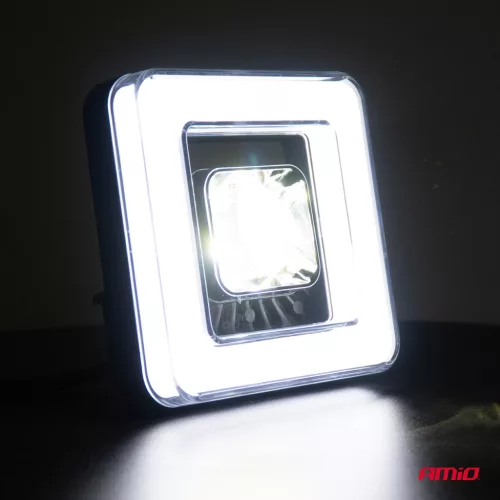 LED projektor s osvetlením Angel Eye, model AWL57, obrysové svetlo, smerové svetlo, diaľkové/stretávacie svetlo, pre terénne vozidlá, štvorkolky, SSV, výkon 45W, 8000lm, napätie 9-36V, rozmery 114,5 x 114,5 x 51 mm