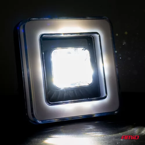 LED projektor s osvetlením Angel Eye, model AWL57, obrysové svetlo, smerové svetlo, diaľkové/stretávacie svetlo, pre terénne vozidlá, štvorkolky, SSV, výkon 45W, 8000lm, napätie 9-36V, rozmery 114,5 x 114,5 x 51 mm