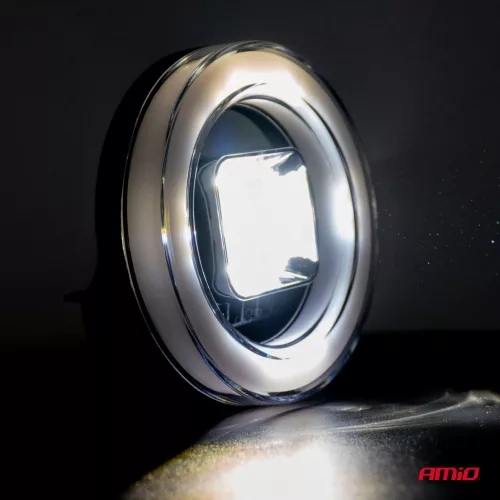 LED projektor s osvetlením Angel Eye, model AWL58, obrysové svetlo, smerové svetlo, diaľkové/stretávacie svetlo, pre terénne vozidlá, štvorkolky, SSV, výkon 45W, 8000lm, napätie 9-36V, rozmery 114,5 x 114,5 x 52 mm