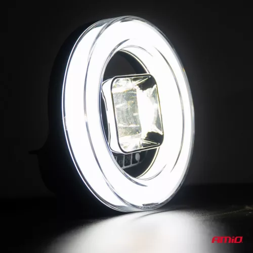 LED projektor s osvetlením Angel Eye, model AWL58, obrysové svetlo, smerové svetlo, diaľkové/stretávacie svetlo, pre terénne vozidlá, štvorkolky, SSV, výkon 45W, 8000lm, napätie 9-36V, rozmery 114,5 x 114,5 x 52 mm