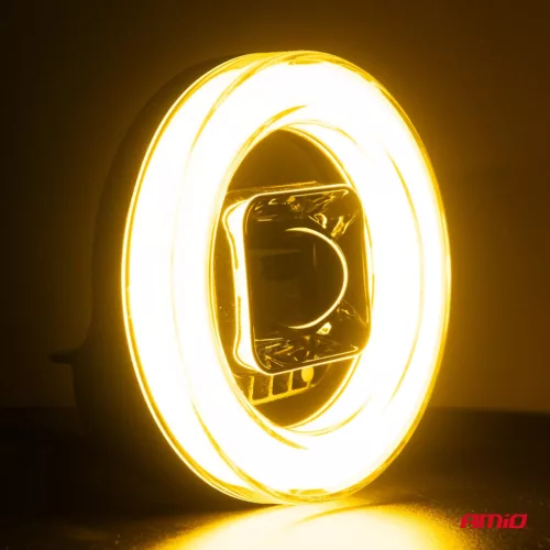 LED projektor s osvetlením Angel Eye, model AWL58, obrysové svetlo, smerové svetlo, diaľkové/stretávacie svetlo, pre terénne vozidlá, štvorkolky, SSV, výkon 45W, 8000lm, napätie 9-36V, rozmery 114,5 x 114,5 x 52 mm