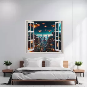   Folie imprimata color pentru decor perete locuinta, dimensiune 125 x 110cm, model: VIEW TO HAVEN 01