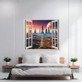   Folie imprimata color pentru decor perete locuinta, dimensiune 125 x 110cm, model: VIEW TO HAVEN 03