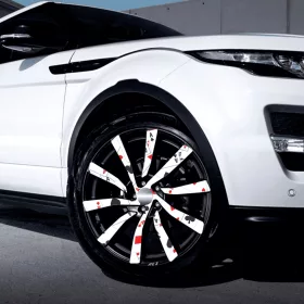   4 db-os kültéri nyomtatott fólia készlet EcoSolventtel, öntapadós, autófelnik díszítésére, átmérő 60 cm, FJT-01 modell