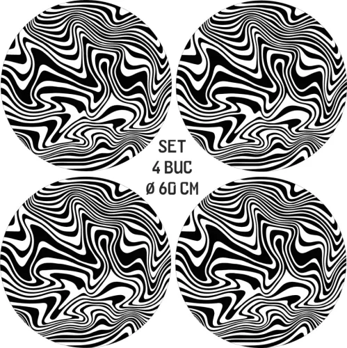 4 db-os kültéri nyomtatott fólia készlet EcoSolventtel, öntapadós, autófelnik díszítésére, átmérő 60 cm, FJT-09 modell