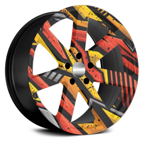 4 db-os kültéri nyomtatott fólia készlet EcoSolventtel, öntapadós, autófelnik díszítésére, átmérő 60 cm, FJT-13 modell