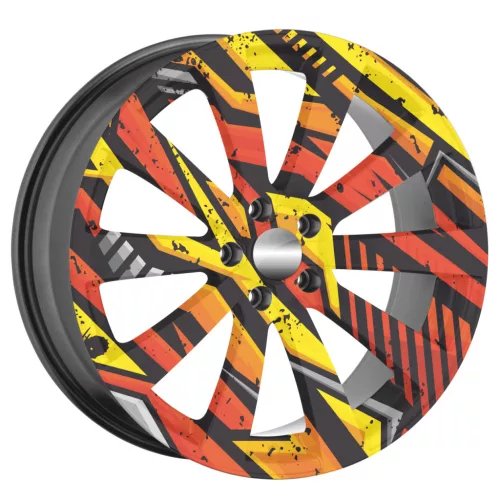 4 db-os kültéri nyomtatott fólia készlet EcoSolventtel, öntapadós, autófelnik díszítésére, átmérő 60 cm, FJT-13 modell