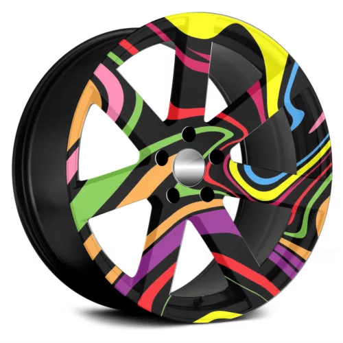 4 db-os kültéri nyomtatott fólia készlet EcoSolventtel, öntapadós, autófelnik díszítésére, átmérő 60 cm, FJT-15 modell