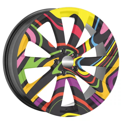 4 db-os kültéri nyomtatott fólia készlet EcoSolventtel, öntapadós, autófelnik díszítésére, átmérő 60 cm, FJT-15 modell