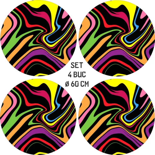 4 db-os kültéri nyomtatott fólia készlet EcoSolventtel, öntapadós, autófelnik díszítésére, átmérő 60 cm, FJT-15 modell