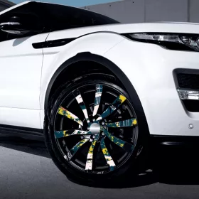   4 db-os kültéri nyomtatott fólia készlet EcoSolventtel, öntapadós, autófelnik díszítésére, átmérő 60 cm, FJT-16 modell