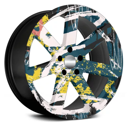 4 db-os kültéri nyomtatott fólia készlet EcoSolventtel, öntapadós, autófelnik díszítésére, átmérő 60 cm, FJT-16 modell