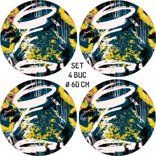 4 db-os kültéri nyomtatott fólia készlet EcoSolventtel, öntapadós, autófelnik díszítésére, átmérő 60 cm, FJT-16 modell