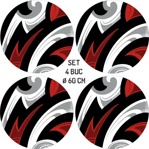 4 db-os kültéri nyomtatott fólia készlet EcoSolventtel, öntapadós, autófelnik díszítésére, átmérője 60 cm, FJT-17 modell