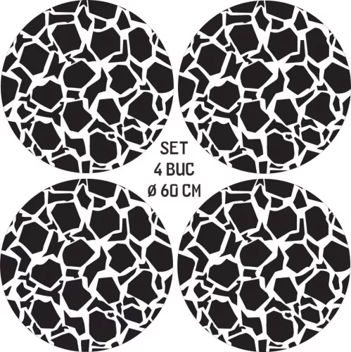 4 db-os kültéri nyomtatott fólia készlet EcoSolventtel, öntapadós, autófelnik díszítésére, átmérő 60 cm, FJT-18 modell