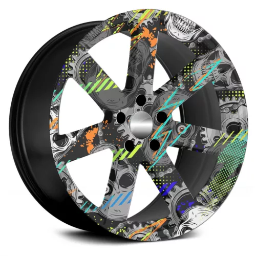 4 db-os kültéri nyomtatott fólia készlet EcoSolventtel, öntapadós, autófelnik díszítésére, átmérő 60 cm, FJT-20 modell