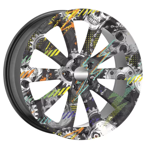 4 db-os kültéri nyomtatott fólia készlet EcoSolventtel, öntapadós, autófelnik díszítésére, átmérő 60 cm, FJT-20 modell